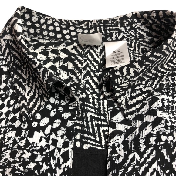 Just My Size 4X Blouse Button Up 3/4 Sleeve Built in Tank / Camisole Black White - Picture 2 of 11
